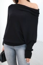 Women's asymmetrical batwing viscose sweater black