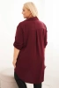 Plus Size women's shirt dress with a longer back and rolled-up sleeve plum
