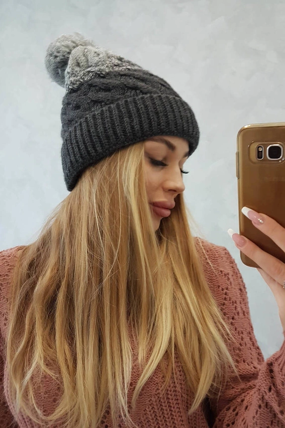 Čapica s fleece Ilona K218 grafit+sivá