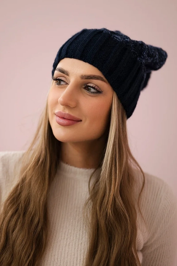 Cap with fleece Milano K203 navy blue melange+navy blue