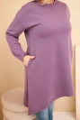 Plus Size women's dress made of viscose with a loose fit and long sleeves purple