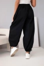 Damen-Baumwollhose mit Gummibund und Bindung unten schwarz
