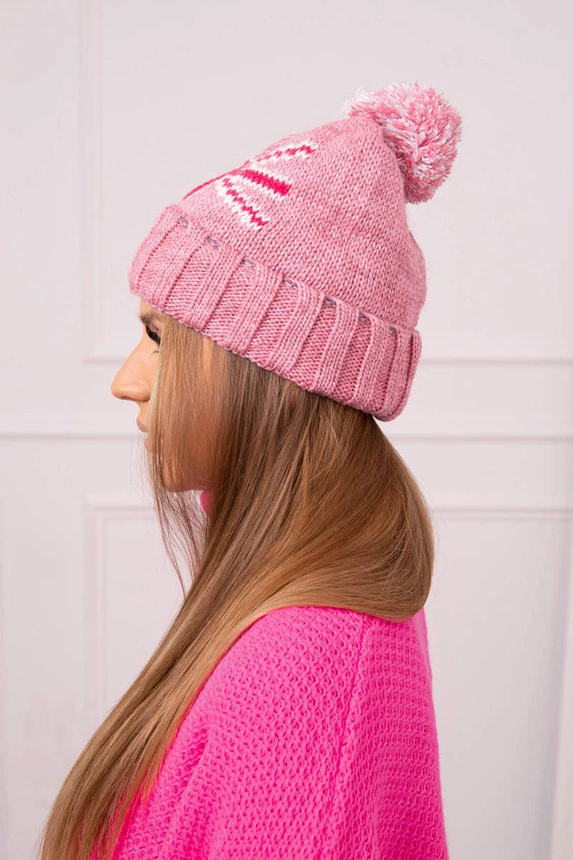Cap with a pompom Elizabeth K386 dark pink