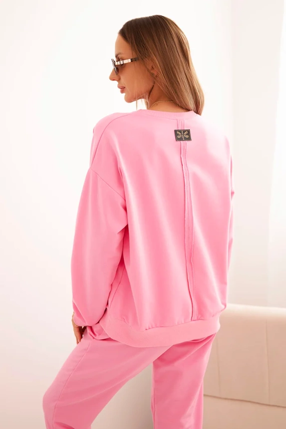 Damen-Baumwollset mit Minimal-Druck hellrosa