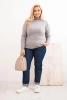 Dámský viskózový svetr Plus Size s klasickým střihem šedý