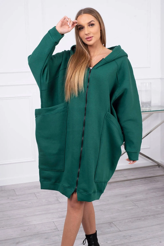 Bluza ocieplana oversize ciemno zielona