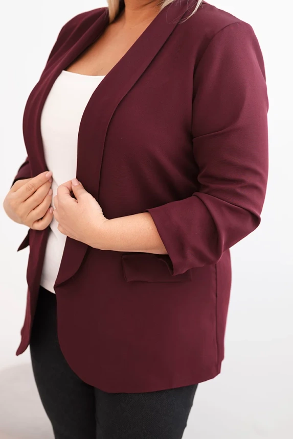 Moteriška švarkas Plus Size be užsegimo su pamušalu XL/2XL slyvų