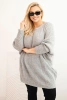 Women's Plus Size Sweater with Mohair Poncho gray