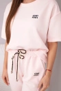 Damen-Set aus Viskose mit kurzem Ärmel und Hosen mit umgekrempeltem Bein bonbonrosa