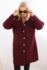 Płaszcz damski Plus Size z wełną zapinany na guziki z kieszeniami i kołnierzem śliwkowy