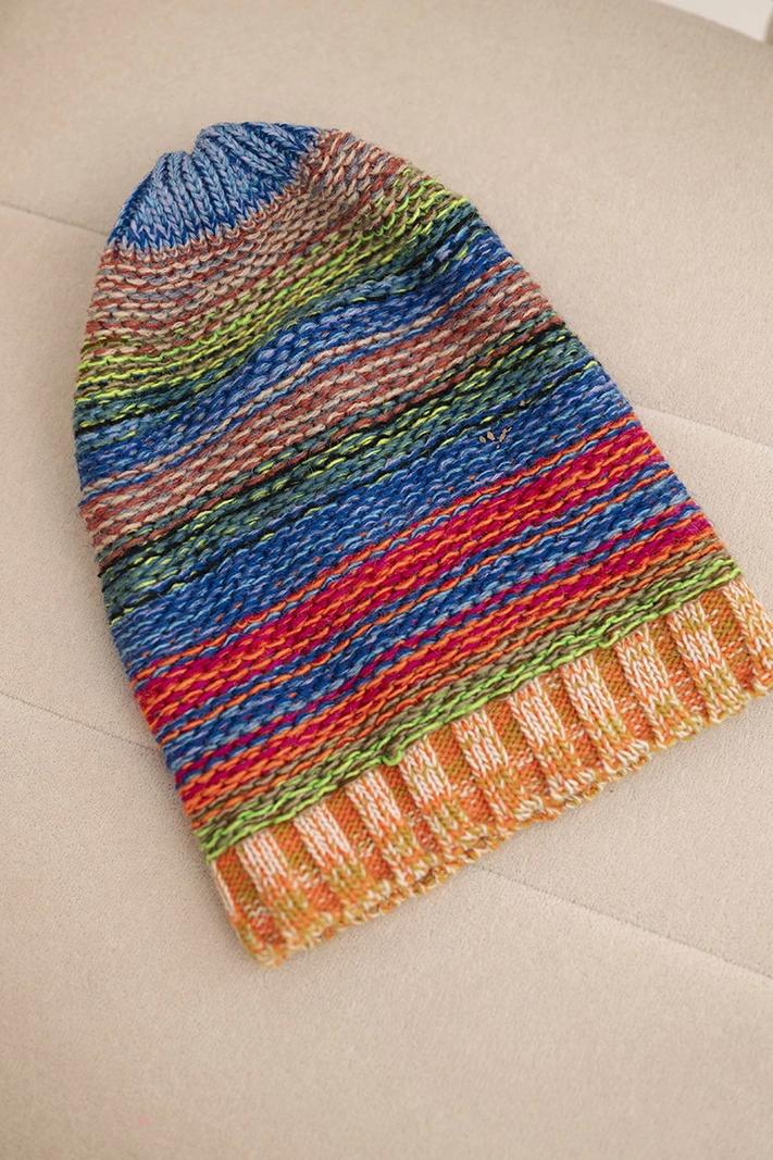 Hat with fleece Krystyna K207 neon green + yellow