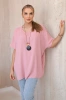 Oversized blouse with pendant dark pink