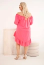 Moteriška Plus Size medvilninė suknelė su raukiniu rožinė