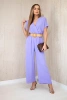 Overalls with a decorative belt at the waist light purple