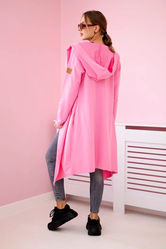 Long cardigan with hood light pink