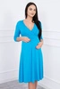 Dress with cut-off under the bust, 3/4 sleeves turquoise