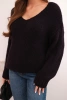 Women's sweater with a wool blend and a V-neck plum