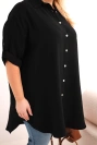Moteriška Plus Size palaidinė iš viskozės su ilgesniu nugaros kirpimu juoda