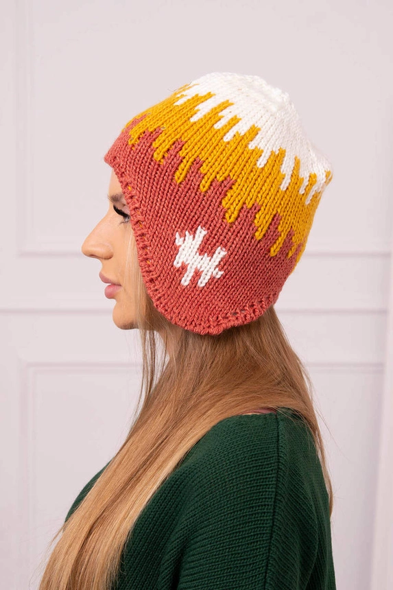 Women's cap Nikol K405 white+mustard+red
