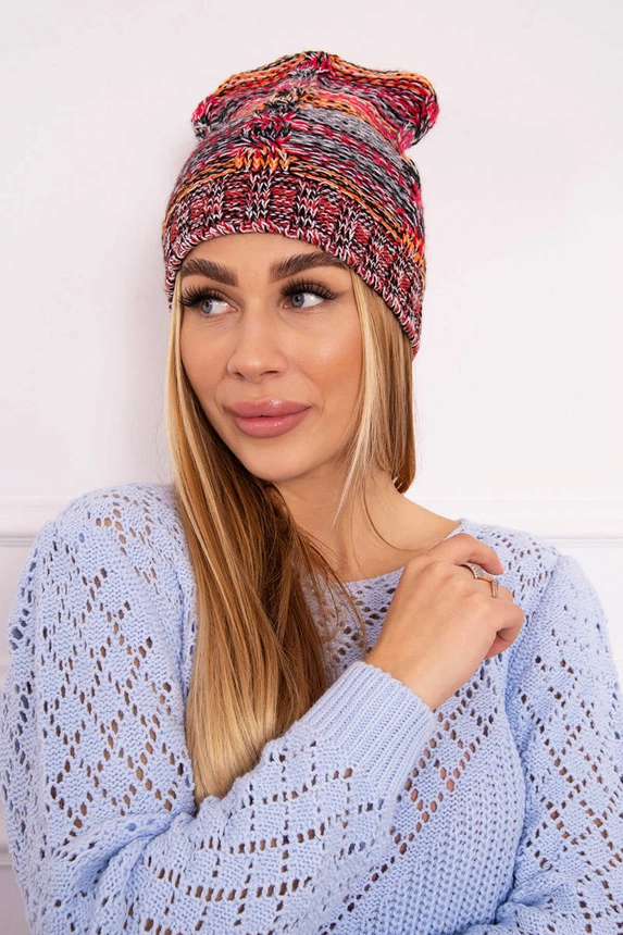 Fleecová čepice Klaudia K255 oranžová+červená