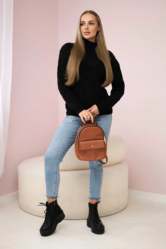 Pullover mit Zierbindung schwarz