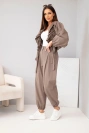 Women's cotton set with a ruched blouse and pants fango