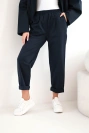 Women's cotton set with a short sweatshirt and pants navy blue