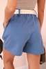 Women's high-waisted shorts with a belt denim