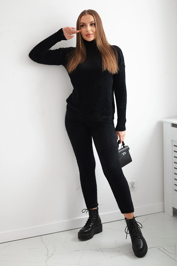 Alpaca sweater set two-piece black