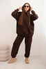 Women's warm cotton tracksuit with a hood brown