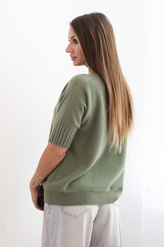 Women's short-sleeve viscose sweater khaki