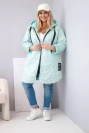 Women's Plus Size quilted jacket with a hood and the inscription HOPE neon pink