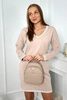 Kleid mit Taschen und V-Ausschnitt beige