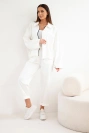 Damen Baumwollset mit kurzem Sweatshirt und Hose ecru