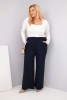 Plus Size women's pants with wide legs and high waist blue