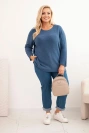 Damenpullover Plus Size mit Boot-Ausschnitt jeansblau