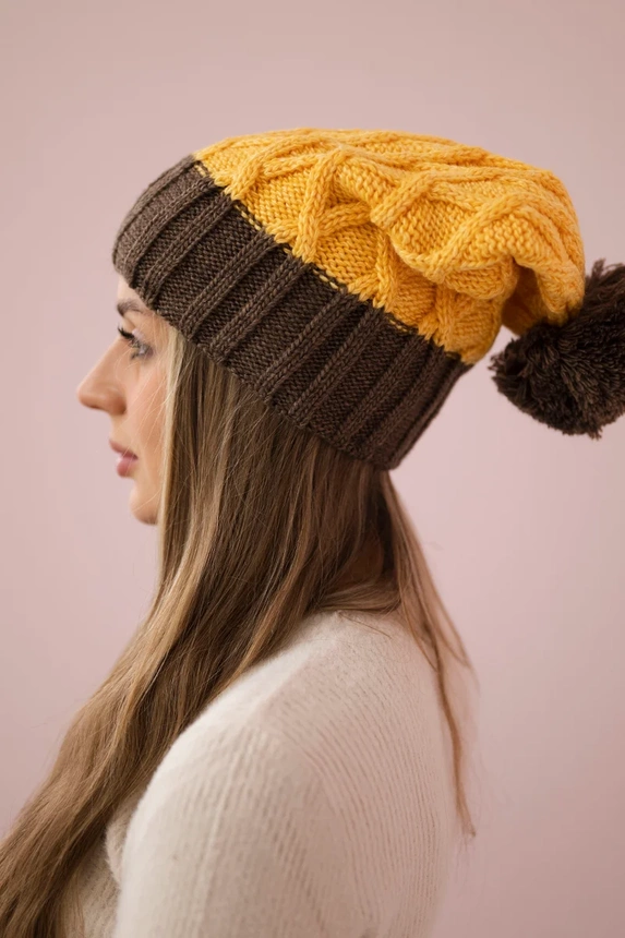 Milano vilnonė kepurė K203 yellow+mocca