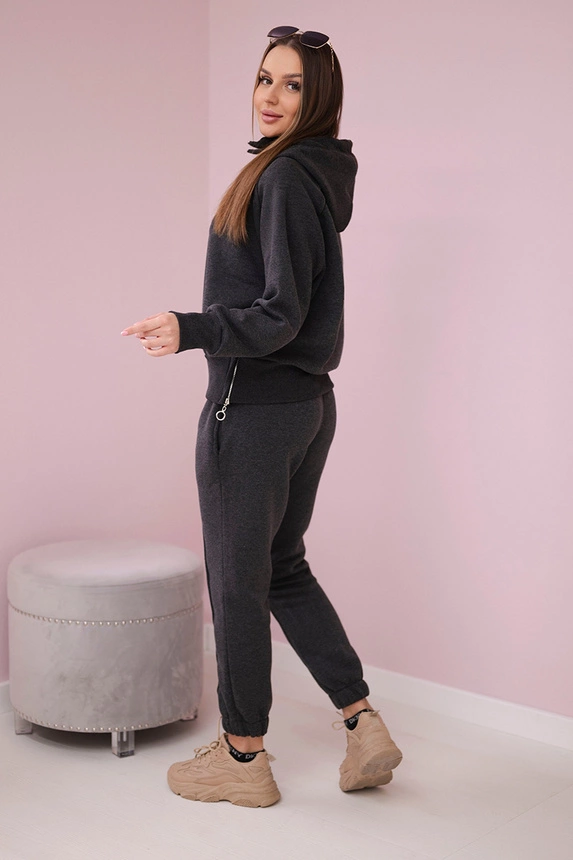 Insulated set with turtleneck and hood graphite