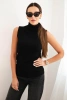Women's sleeveless viscose blouse with a turtleneck black