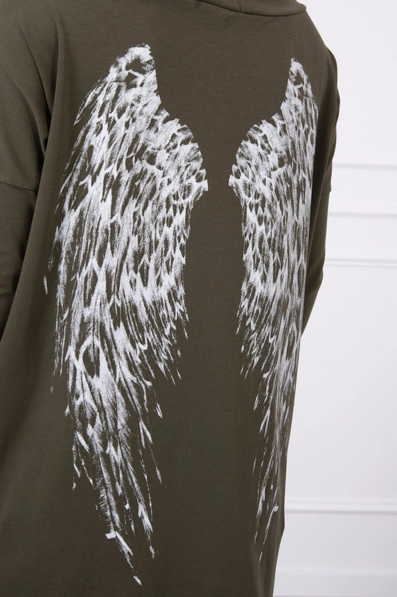 Sweatshirt with a print of wings khaki