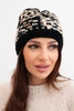 Women's winter hat with colorful yarn and thick ribbing K355 black+beige