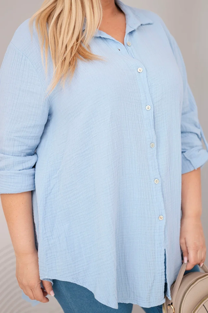 Cotton muslin shirt blue