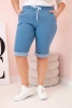 Dámské bavlněné šortky Plus Size s vázáním světlý denim