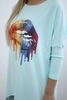 Blouse oversize with rainbow lips print mint