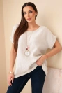 Muslin blouse with a necklace beige