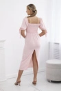 Dress ruffled at the back with tied sleeves light pink