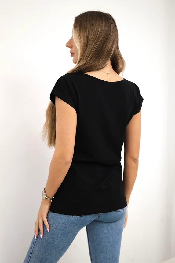 Blouse with lips print black