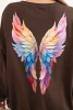 Women's oversized cotton sweatshirt with colorful wings on the back brown