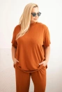 Dámsky komplet Plus Size 3-dielny camelový