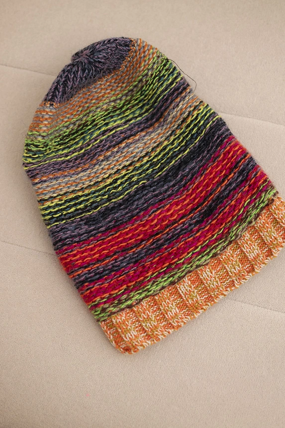 Hat with fleece Krystyna K207 neon green + orange